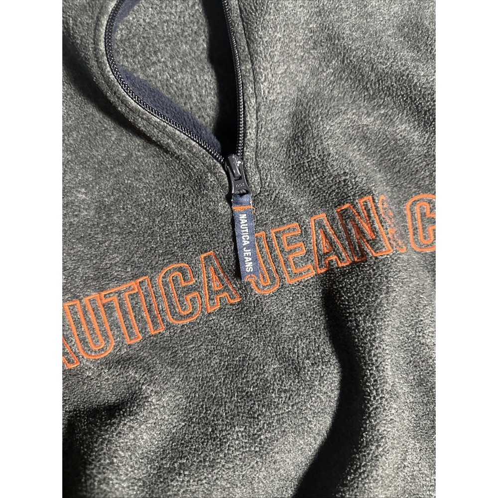 Nautica Jeans Co. Sweatshirt Mens Medium Quarter Zip Fleece Pullover Made USA - Picture 3 of 10